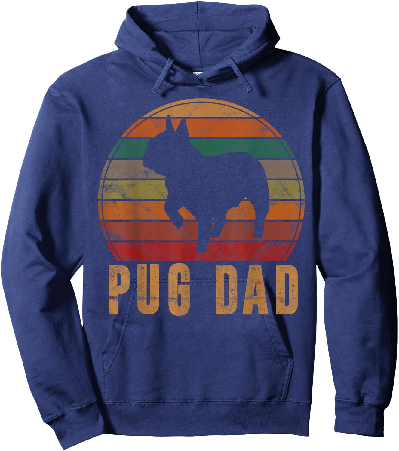 Retro Pug Dad Gift Puggle Daddy Dog Owner Pet Father Women Kids Hoodie - Hoodie | Navy