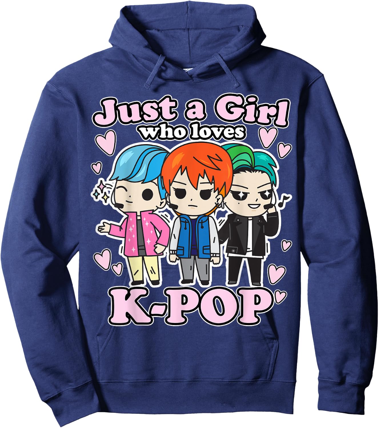 K-Pop Just A Girl Who Loves K-Pop Korean Pop Band Hoodie - Hoodie | Navy