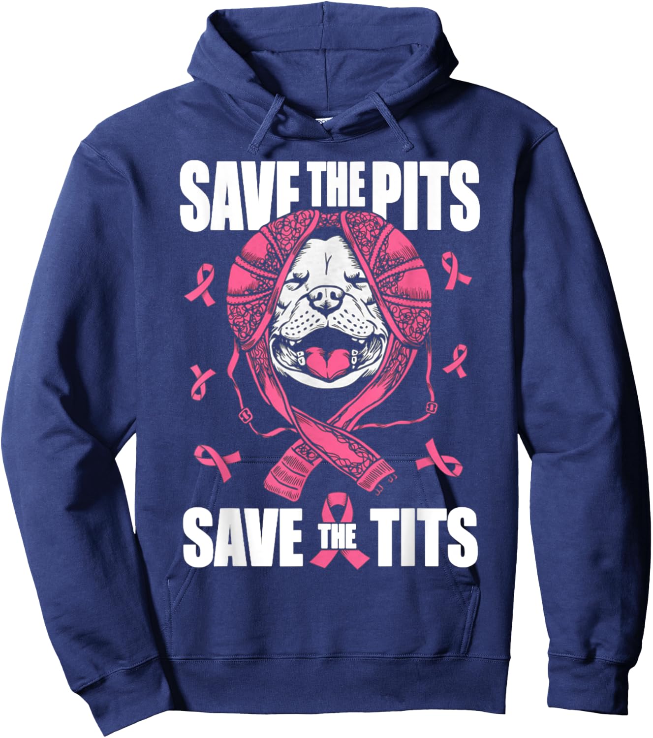 Save The Pits Save The Tits Breast Cancer Awareness Hoodie - Hoodie | Navy