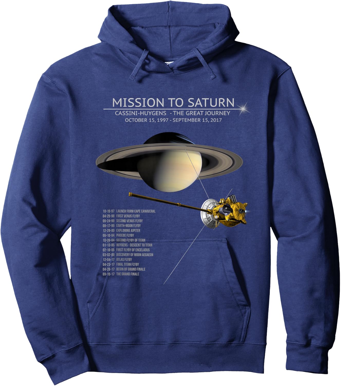 Cassini Huygens Saturn Mission Tour Grand Finale Space Gift Hoodie - Hoodie | Navy