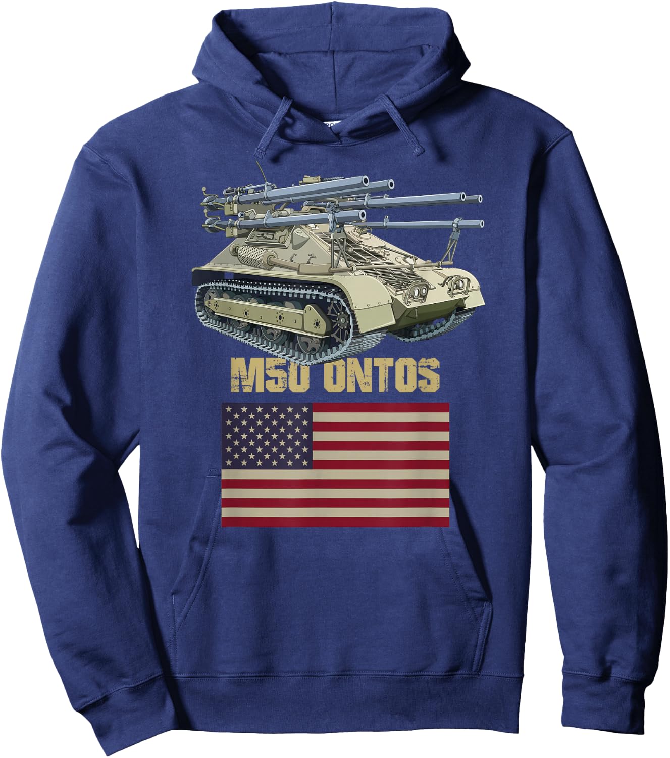M50 Ontos Multiple 106 mm Anti-Tank Vehicle American Flag Hoodie - Hoodie | Navy