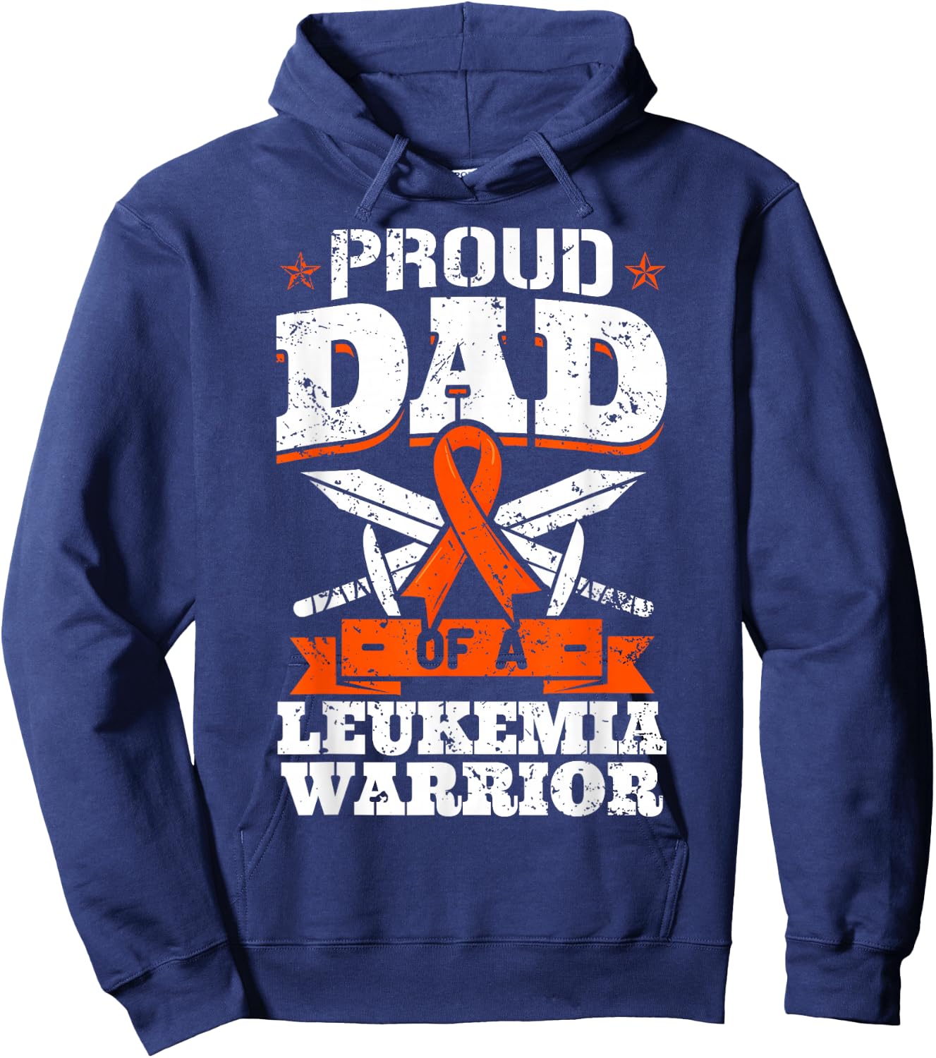 Proud Dad Of A Leukemia Warrior Daddy Awareness Blood Cancer Hoodie - Hoodie | Navy