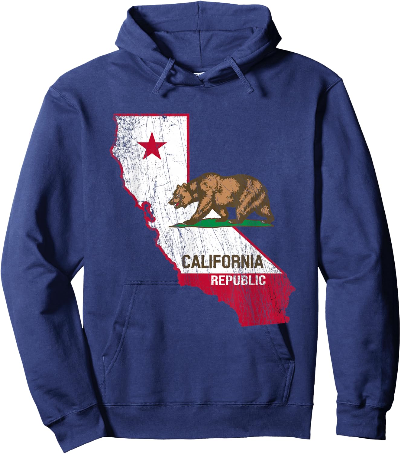 California Republic Flag - Distressed Design - Classic Hoodie - Hoodie | Navy
