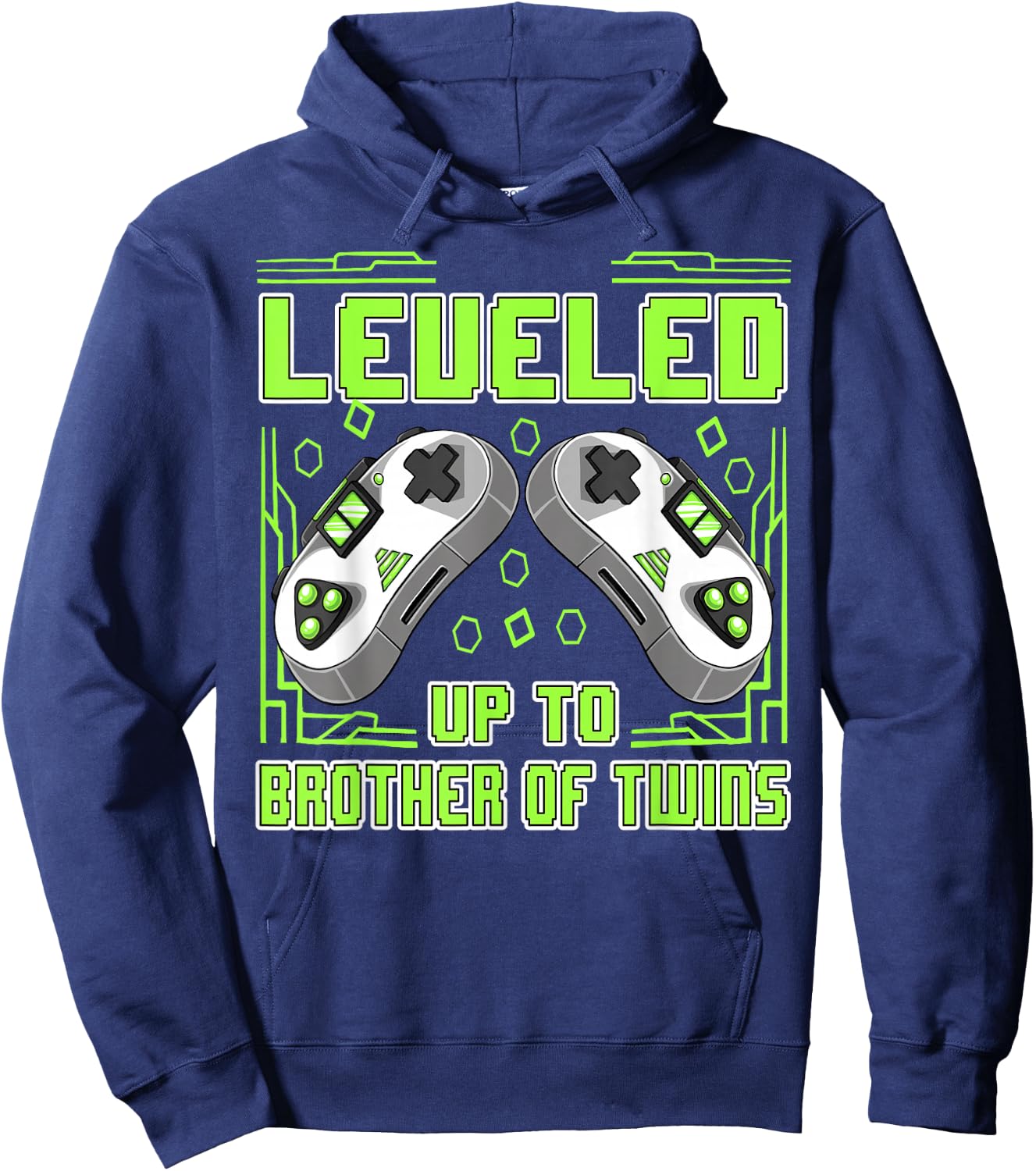 Gaming Leveled Up To Brother Of Twins Video Gamer Boys Men Hoodie - Hoodie | Navy