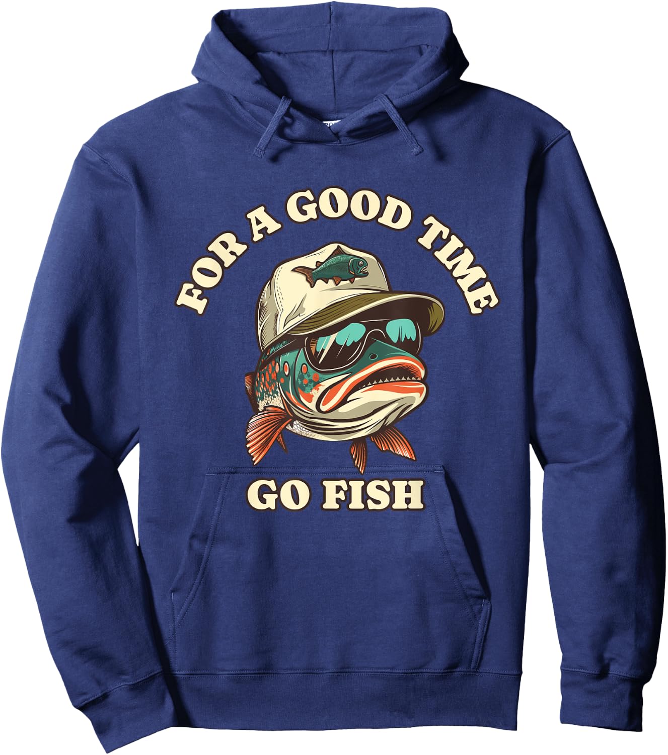 Funny Trout Fisherman Fishing Good Time Joke , Small, Black Hoodie - Hoodie | Navy