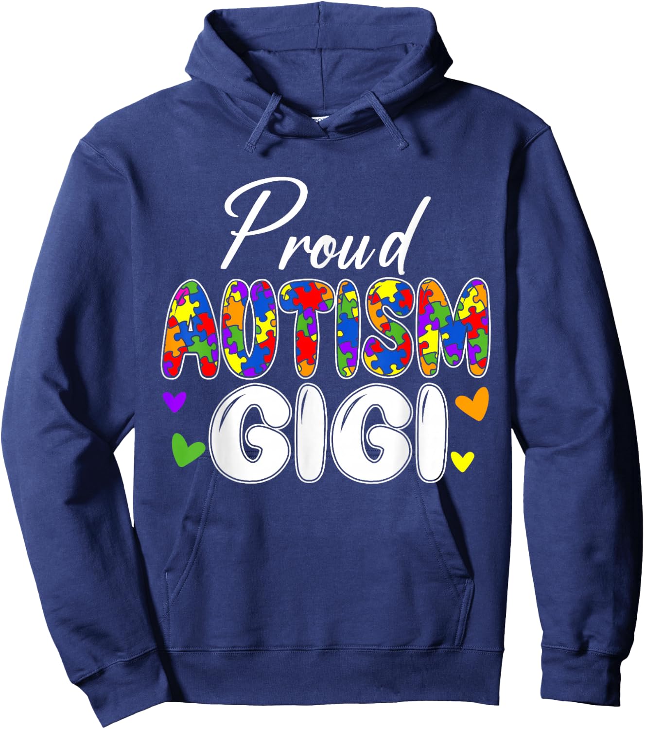 Proud Autism Gigi Grandma Matching Family Autism Awareness Hoodie - Hoodie | Navy