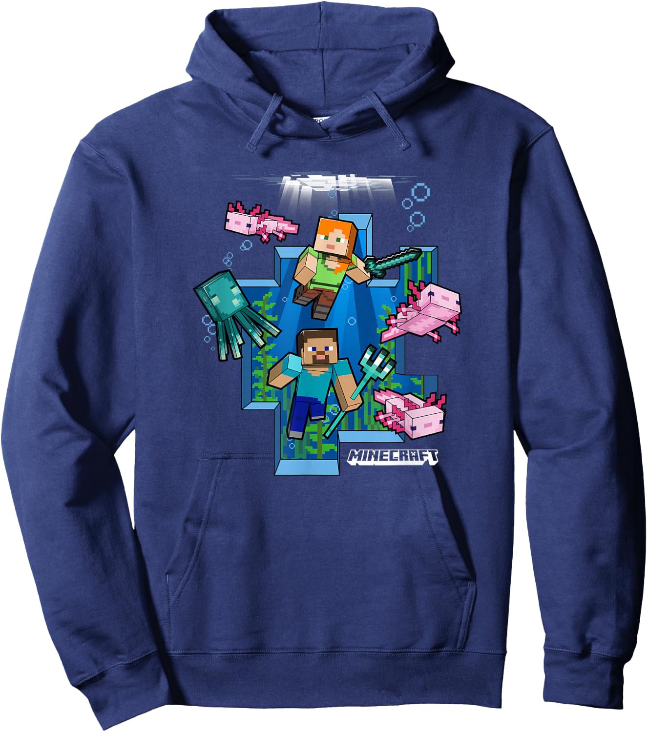 Minecraft Alex and Steve Under Water World Hoodie - Hoodie | Navy