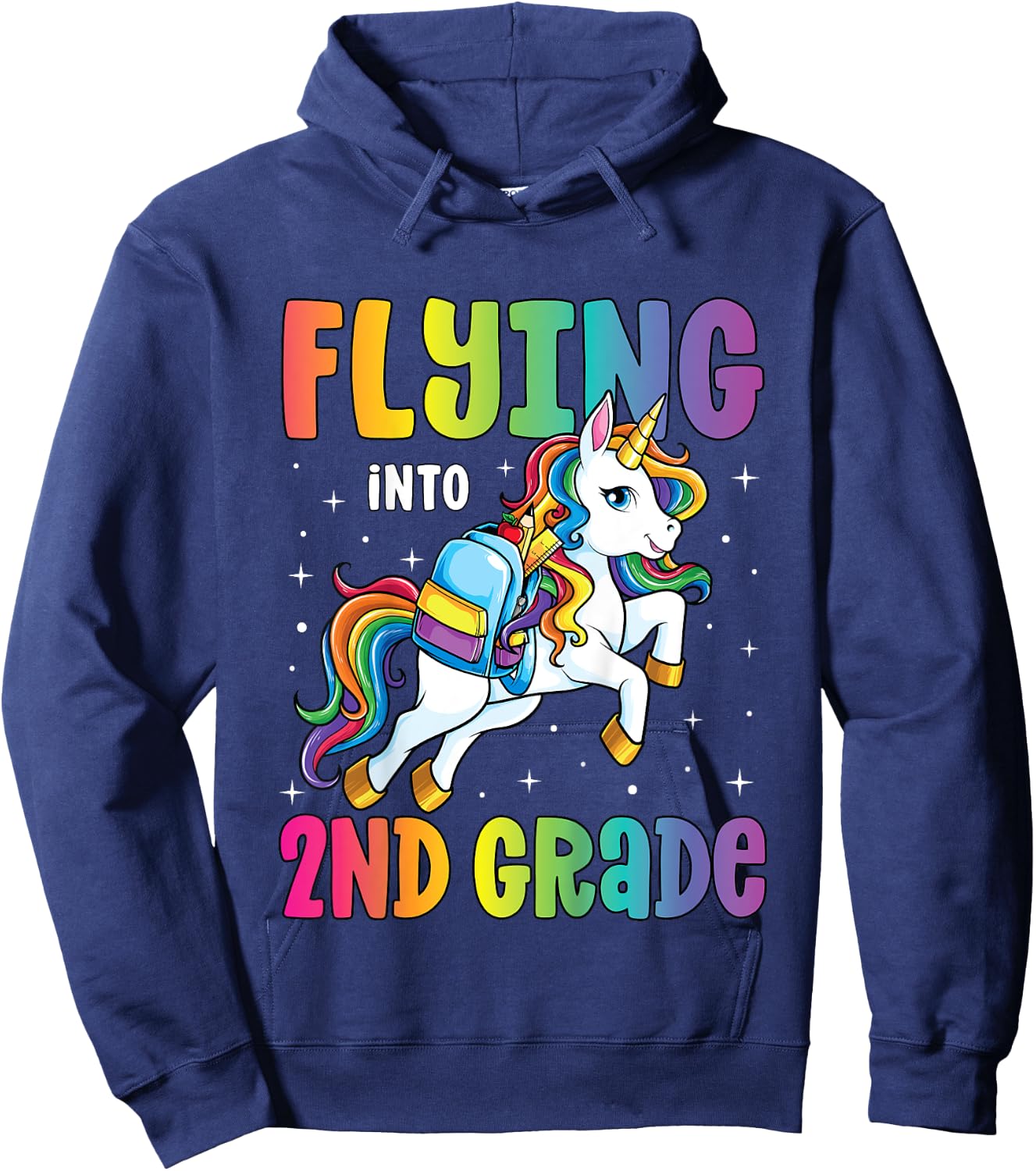 Second Grade Girls Unicorn First Day of 2nd Grade Hoodie - Hoodie | Navy