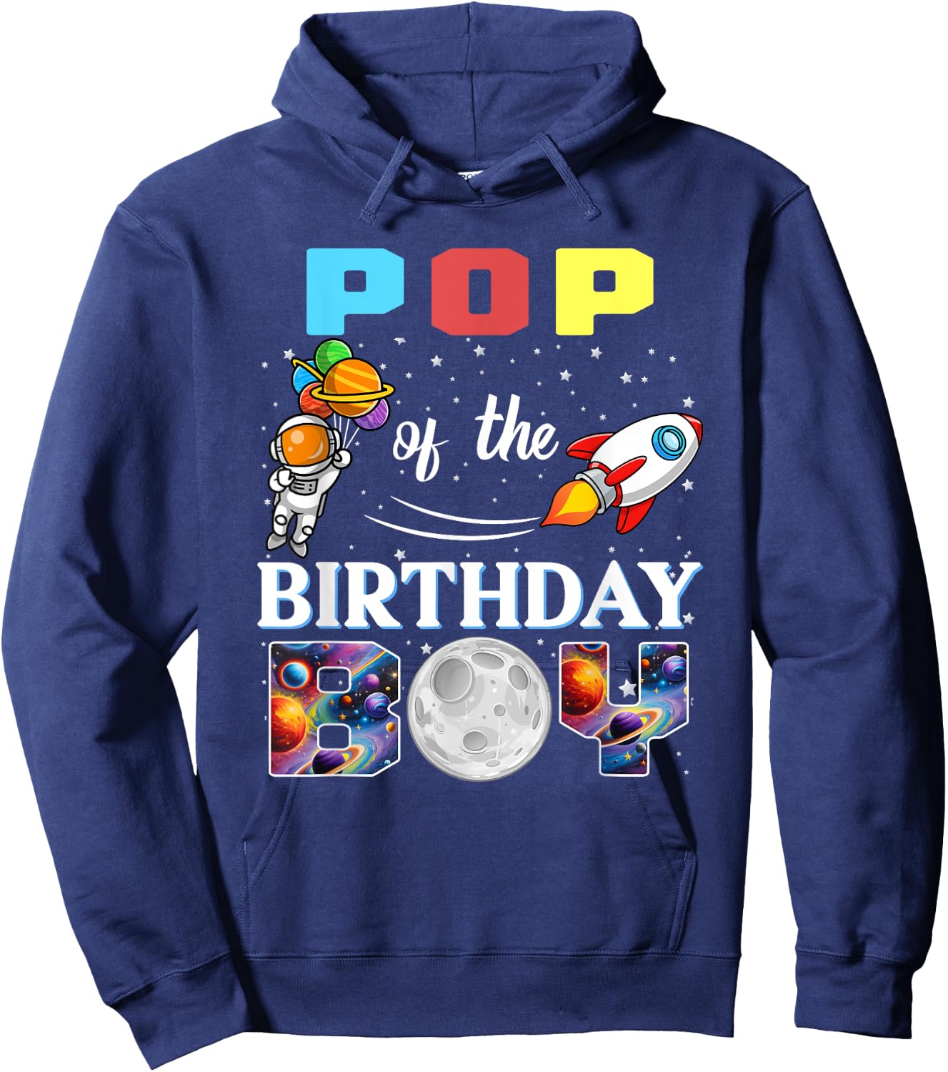 Pop of The Birthday Boy Astronaut Family Space Planets Hoodie - Hoodie | Navy
