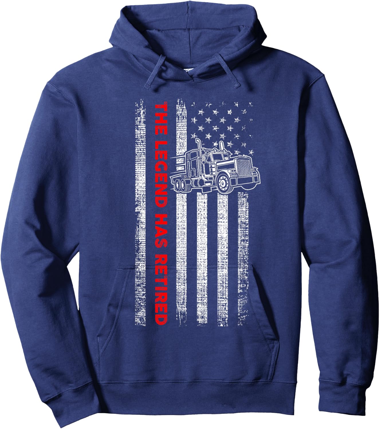 Retired Truck Driver - Patriotic Trucker - American Flag Hoodie - Hoodie | Navy