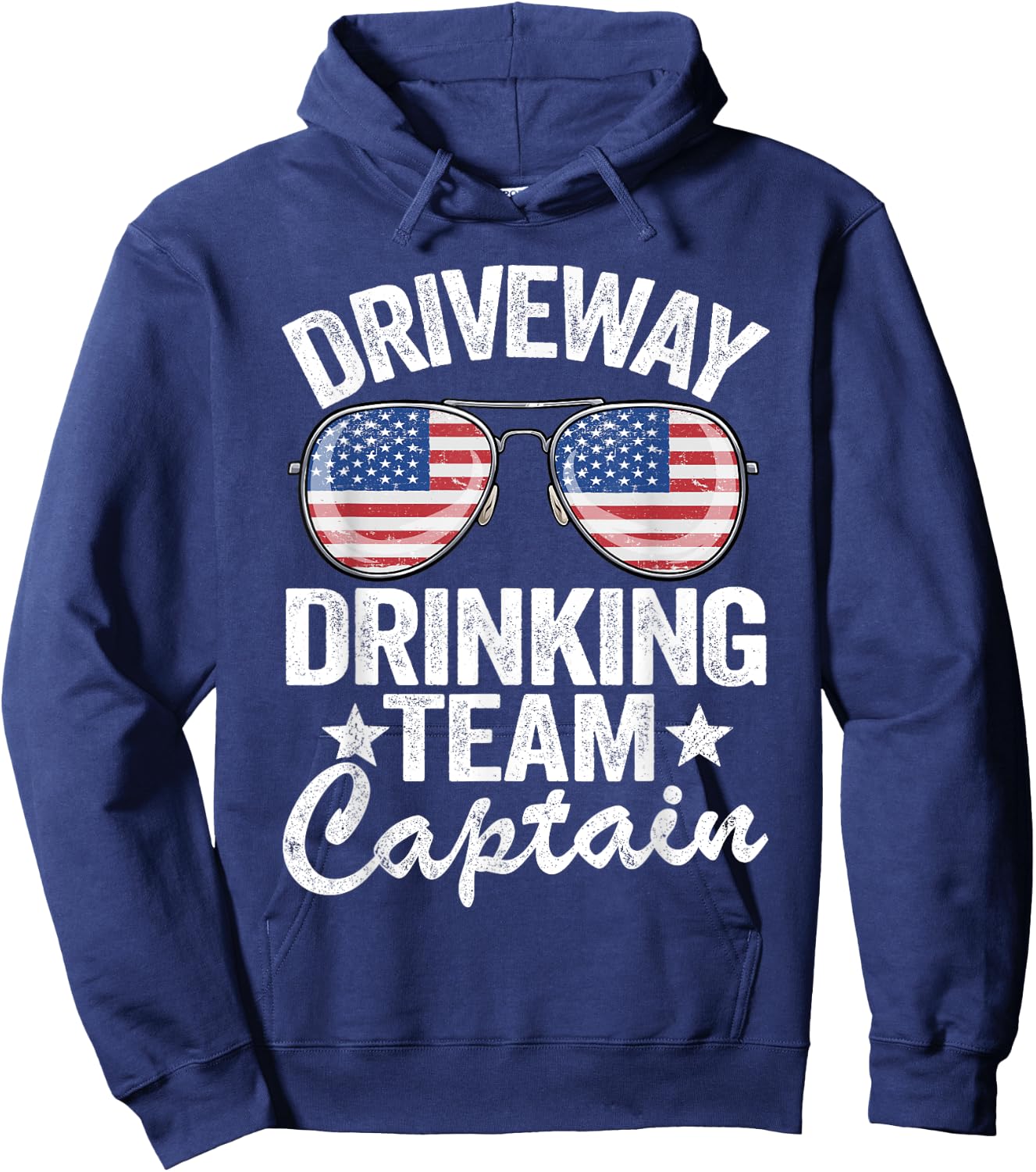 Beer Driveway Drinker US Flag Driveway Drinking Team Captain Hoodie - Hoodie | Navy