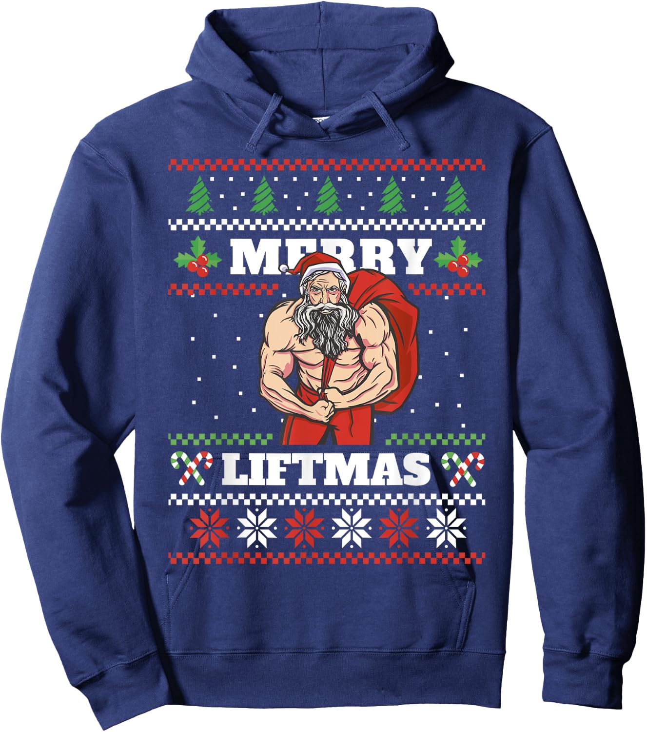 Santa Claus Weightlifting Christmas Fitness Gym Xmas Men Hoodie - Hoodie | Navy