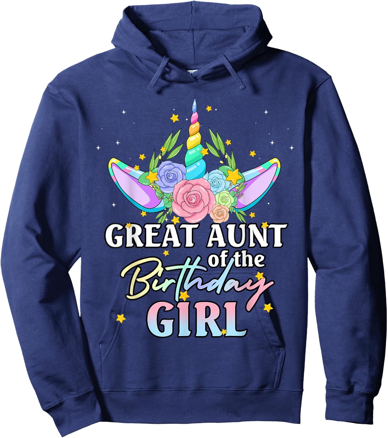 Great Aunt of the Birthday Girl Unicorn Rainbow Matching Fam Hoodie - Hoodie | Navy