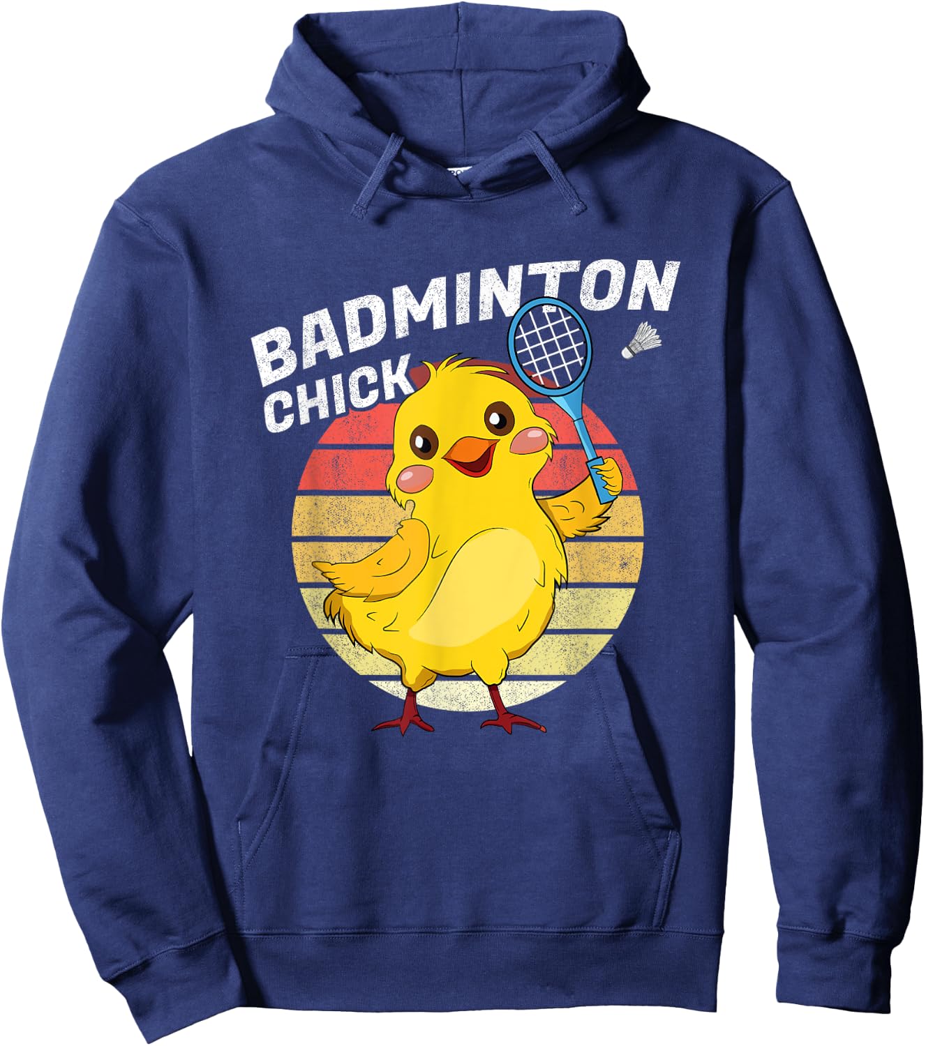 Badminton Chick Retro Chicken Birdie Women Badminton Hoodie - Hoodie | Navy