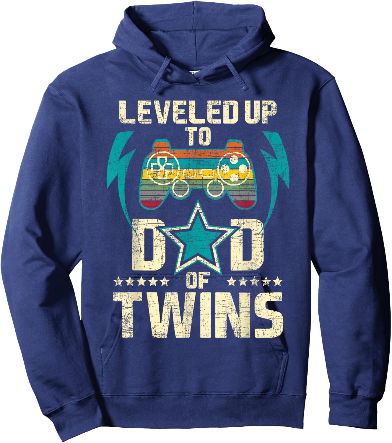 Leveled Up To Dad Of Twins - Twin Dad Father Of Twins Hoodie - Hoodie | Navy
