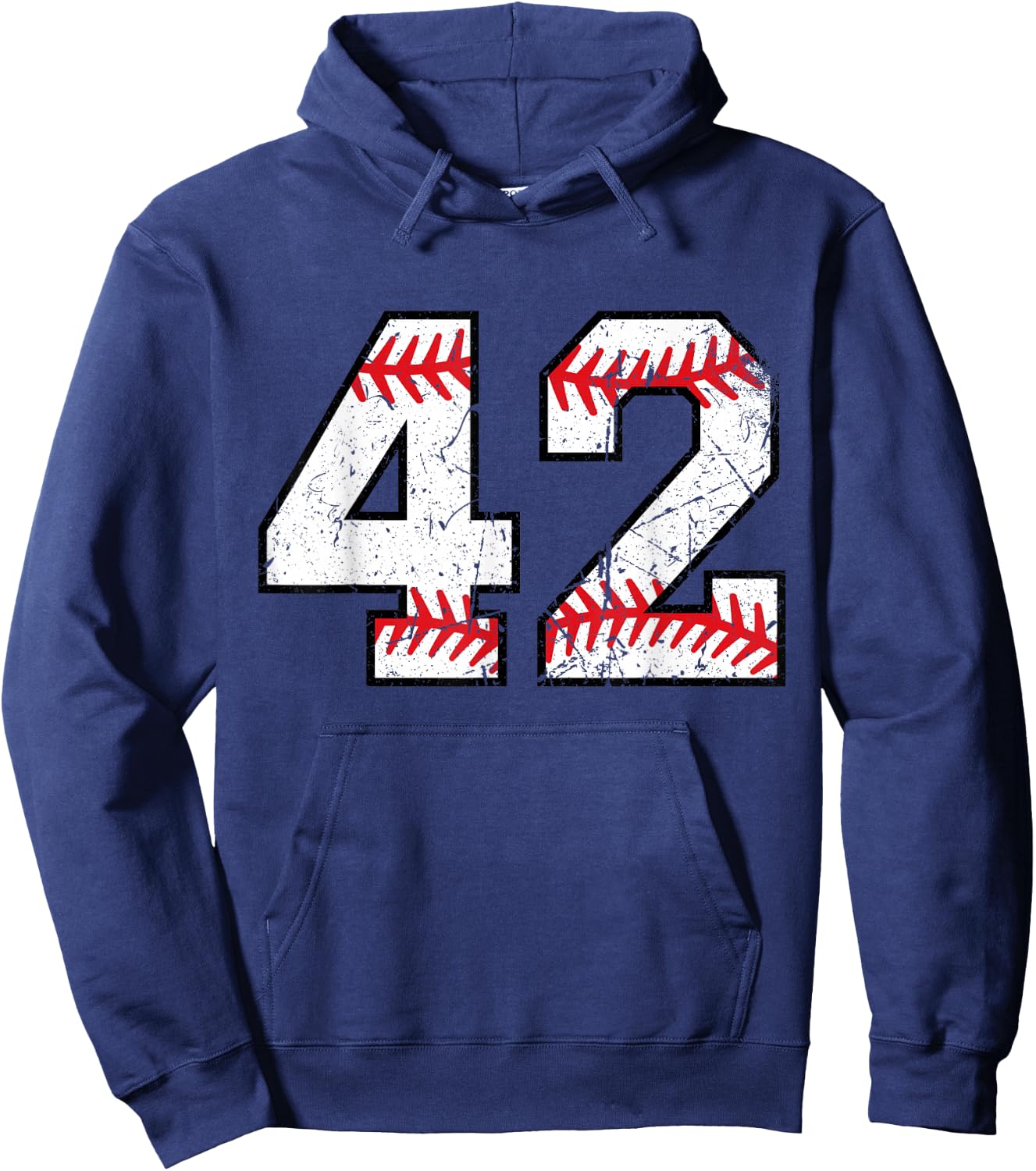 Number #42 Baseball Softball Varsity Vintage Number Hoodie - Hoodie | Navy