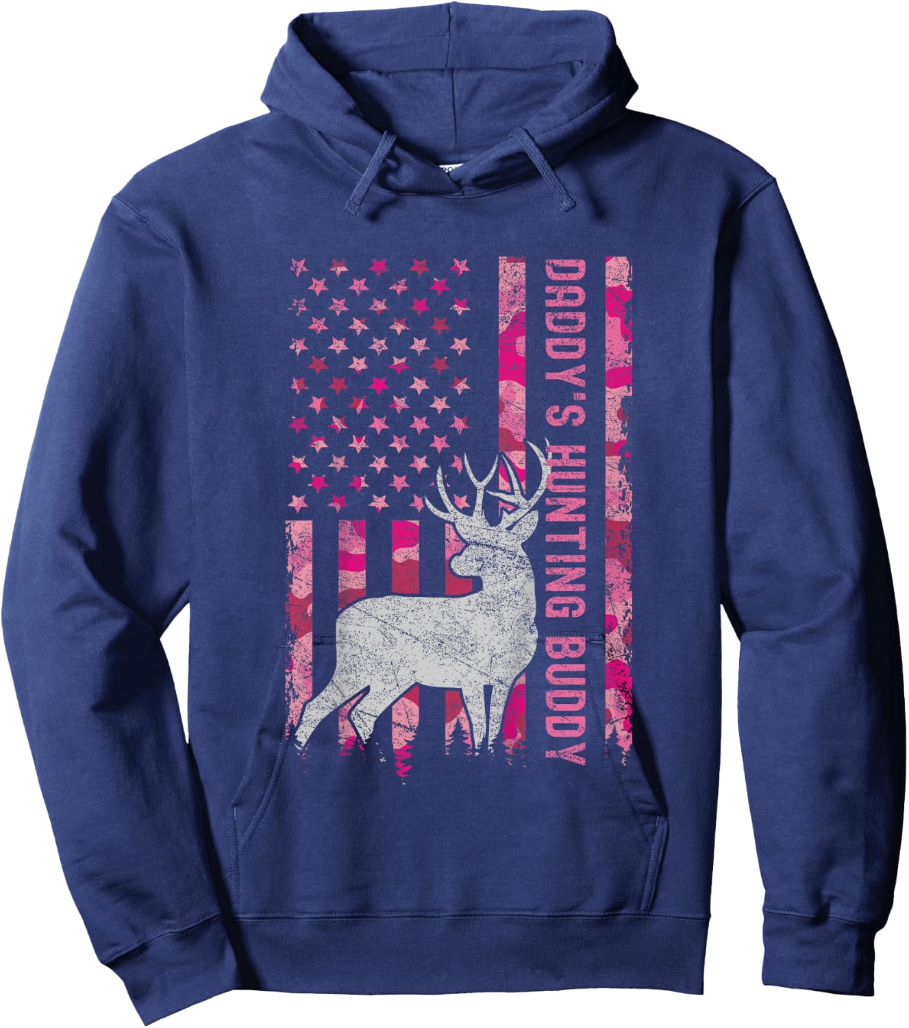Daddy's Hunting Buddy USA Flag Pink Camo Future Hunter Hoodie - Hoodie | Navy