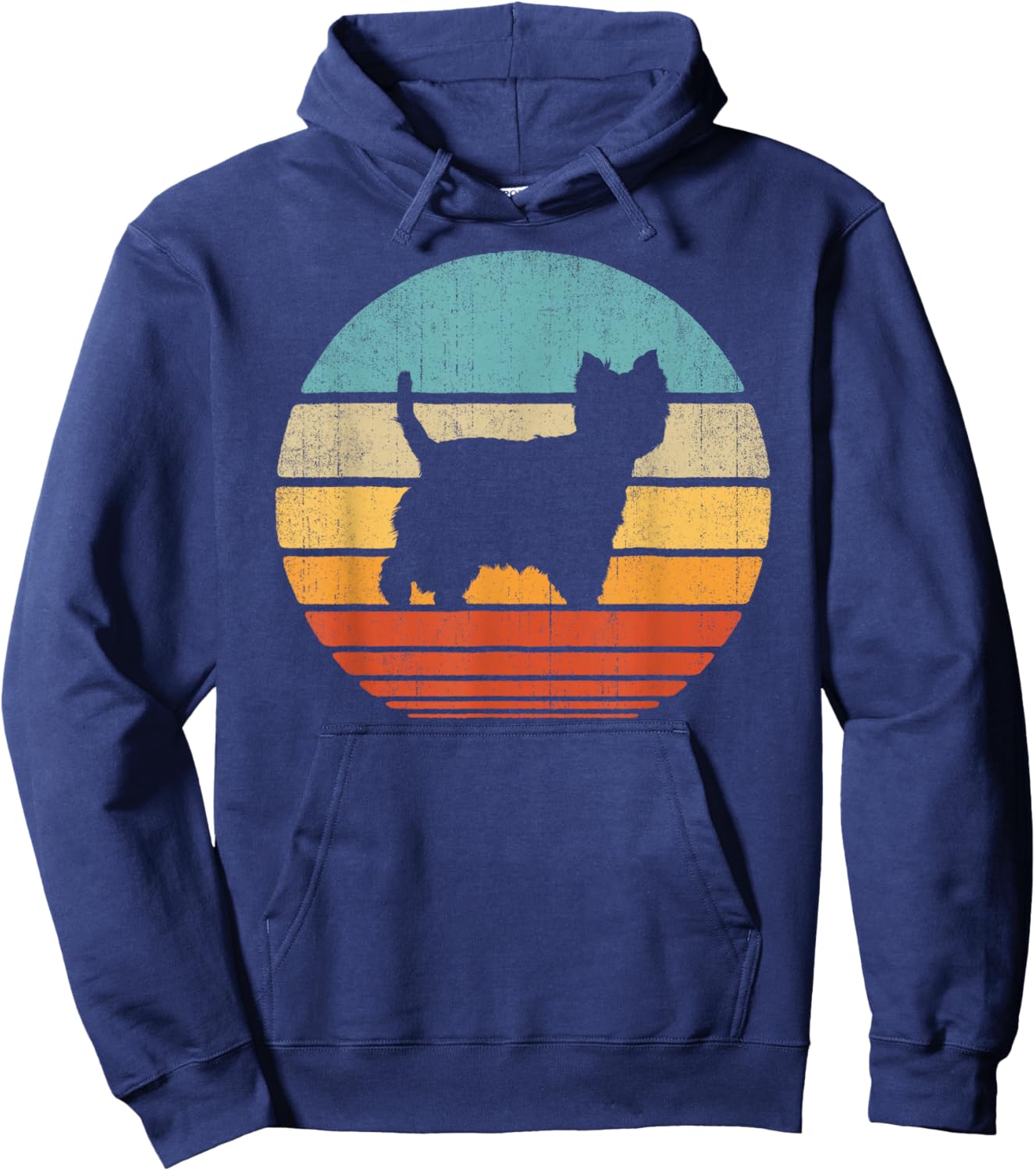 Westie West Highland White Terrier Retro Vintage Sunset Dog Hoodie - Hoodie | Navy