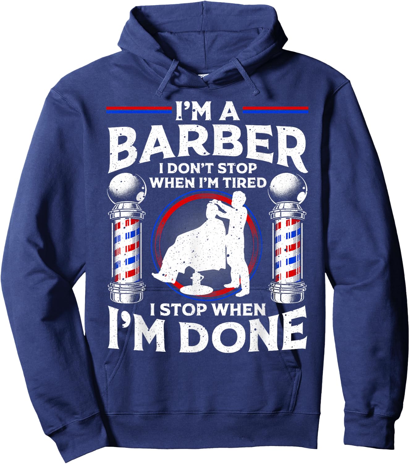 Funny Barber Designs Dad Hairstyling Humor Quote Hoodie - Hoodie | Navy