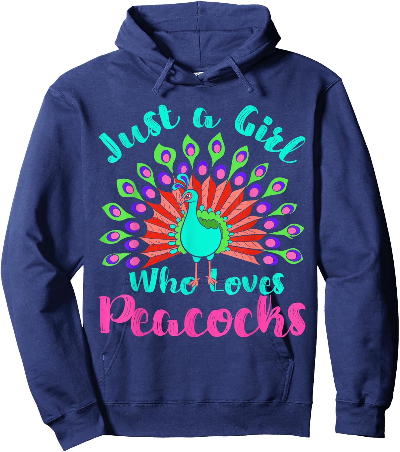 Decorative Bird Lover Women Just A Girl Who Loves Peacocks Hoodie - Hoodie | Navy