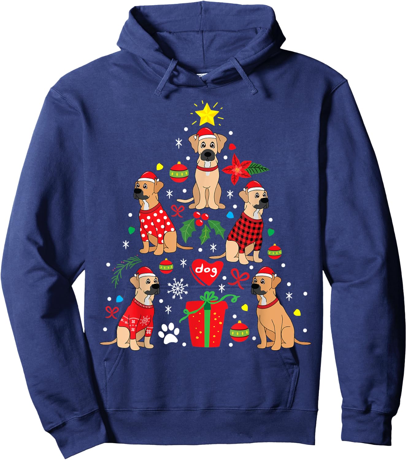 Black Mouth Cur Christmas Bauble Tree Dog Gift Women Kids Hoodie - Hoodie | Navy