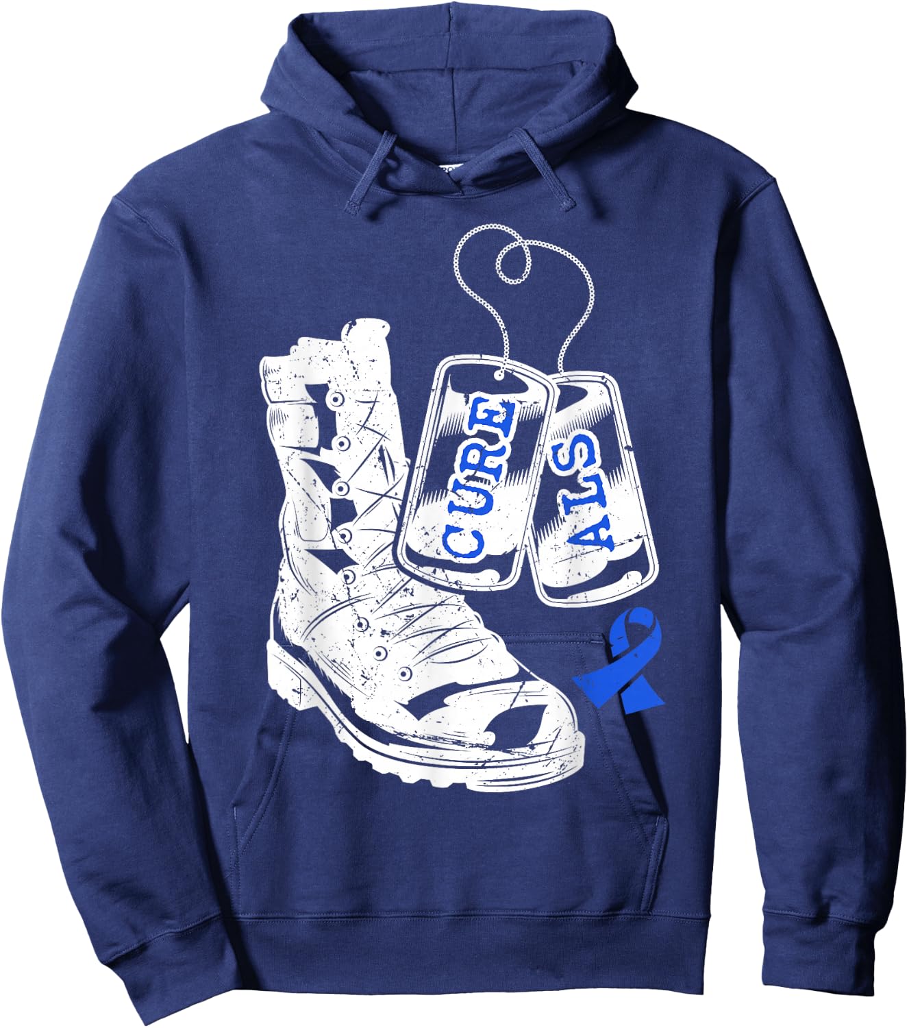 ALS Awareness Proud Military Family Veteran Memorial Day Hoodie - Hoodie | Navy