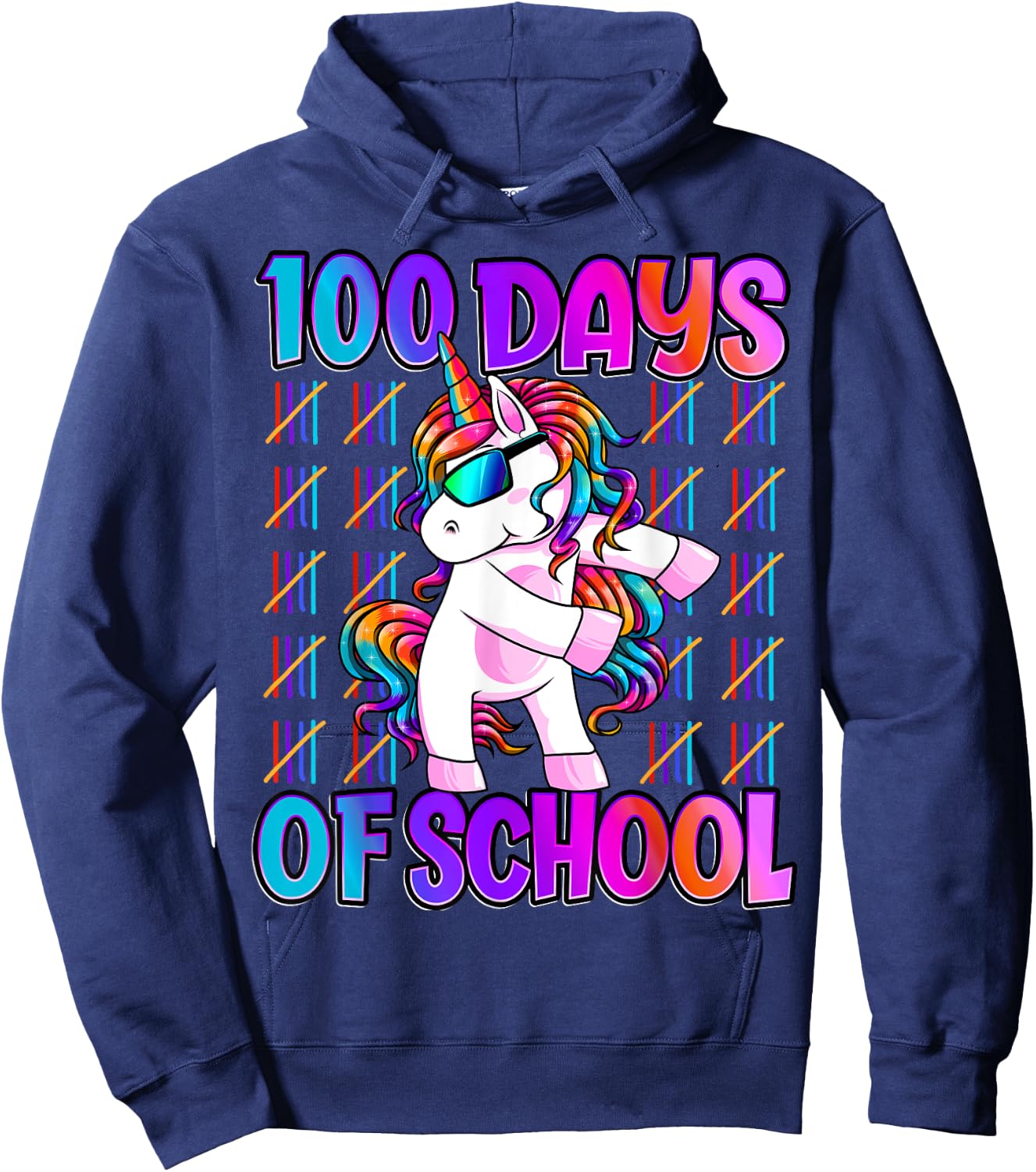 100 Days Of School Shirt Unicorn 100 Days Smarter 100th Day Hoodie - Hoodie | Navy