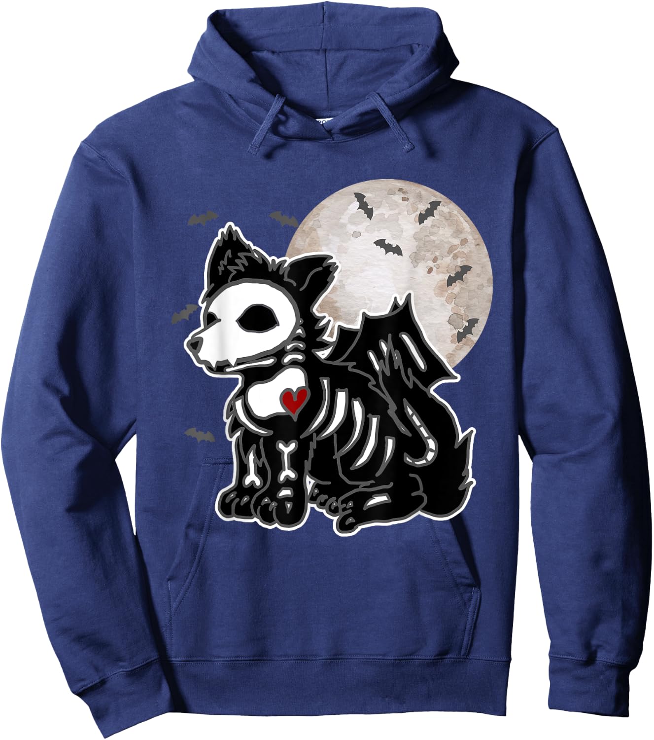 Halloween Emo Wolf Skeleton Anime Goth Costume Kids Girls Hoodie - Hoodie | Navy