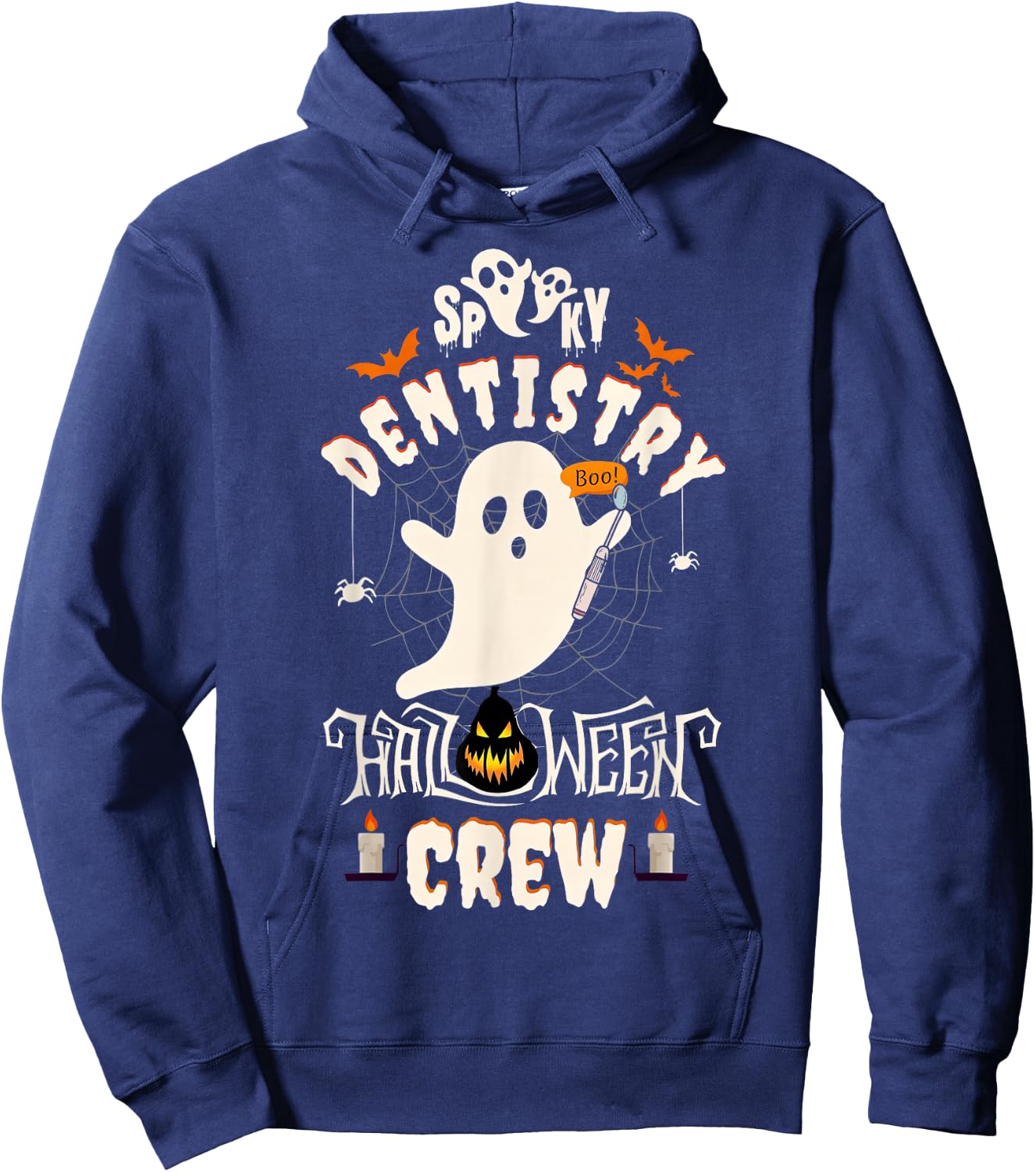 Spooky Dentistry Halloween Crew Ghost Boo Dental Hygienist Hoodie - Hoodie | Navy