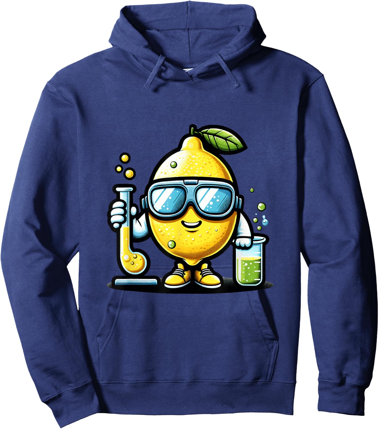 Funny Lemon Scientist Experiment Cartoon Chemistry Hoodie - Hoodie | Navy