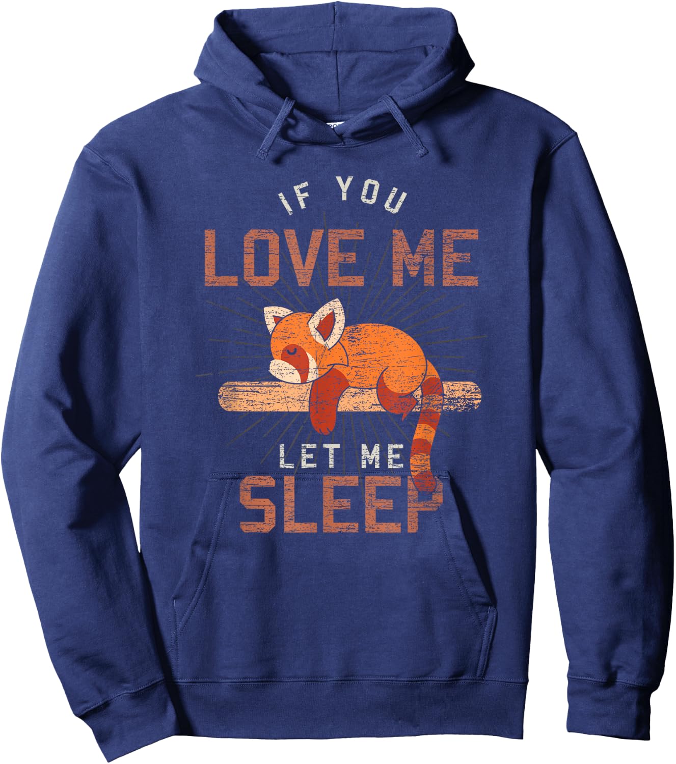 Cute Sleeping Animal PJ Napping Pajama Sleeping Red Panda Hoodie - Hoodie | Navy