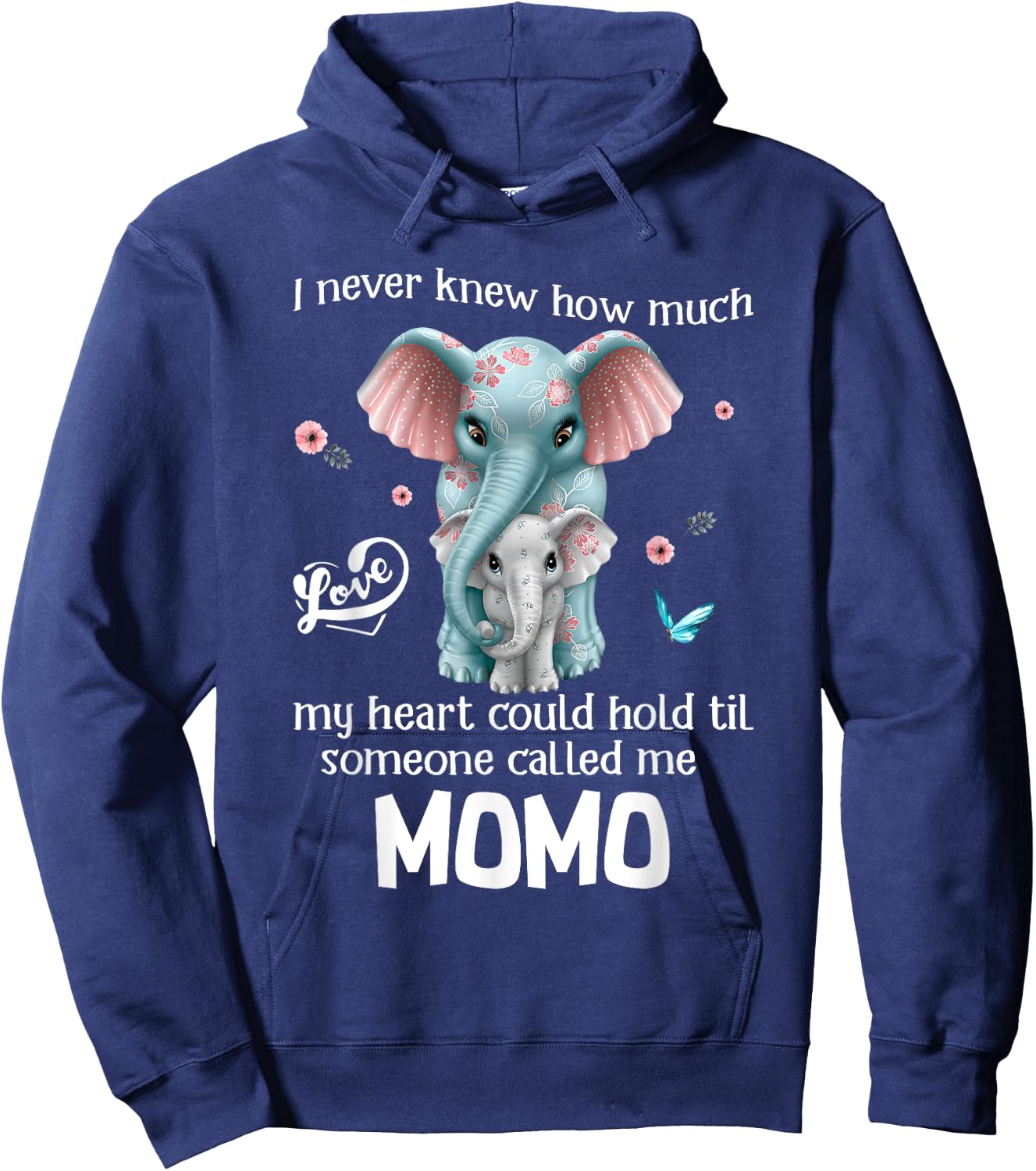 Elephants I Never Knew Love Someone Called Me Momo Hoodie - Hoodie | Navy