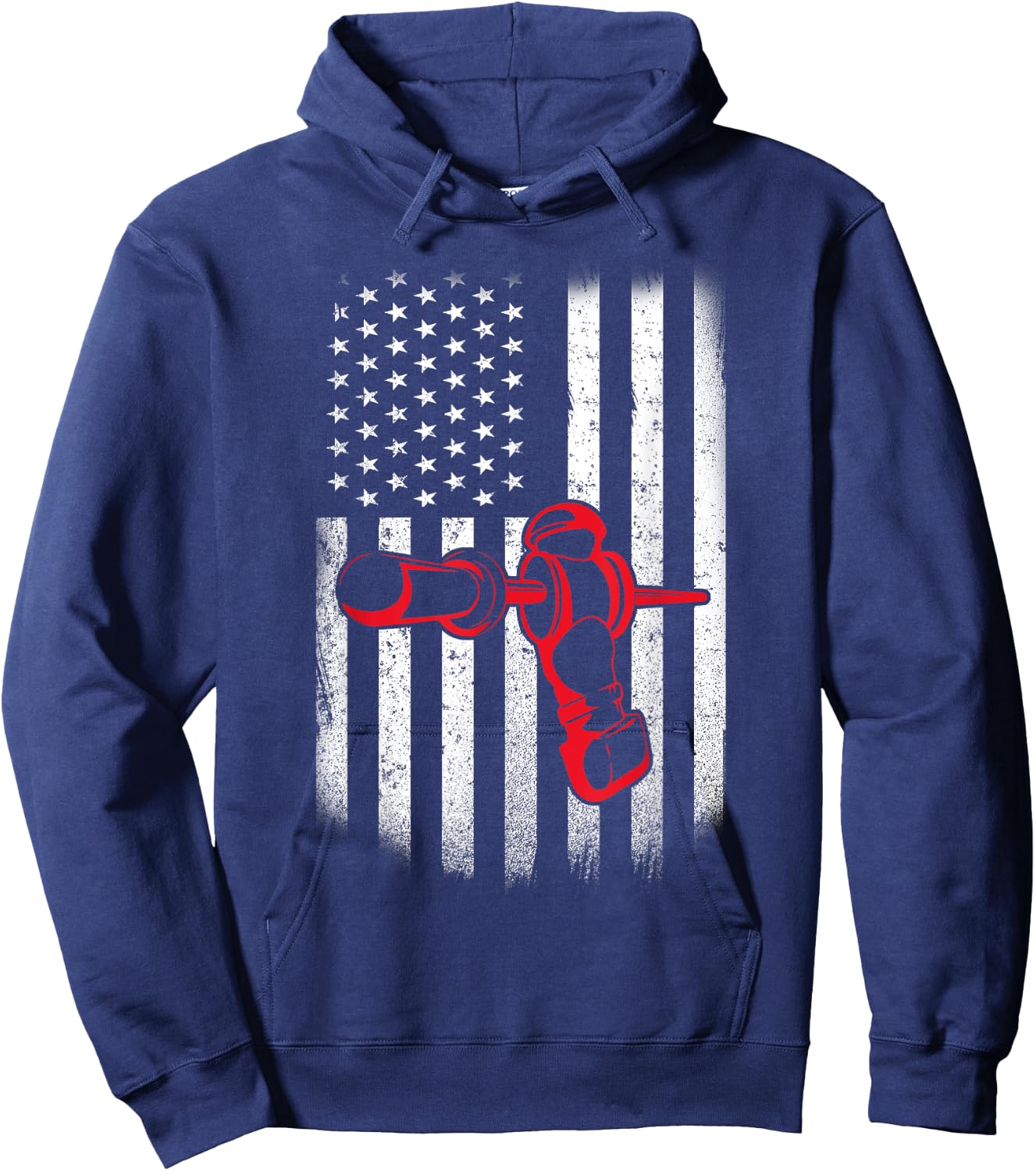 Vintage Distressed American Flag Patriotic Foosball Men Hoodie - Hoodie | Navy
