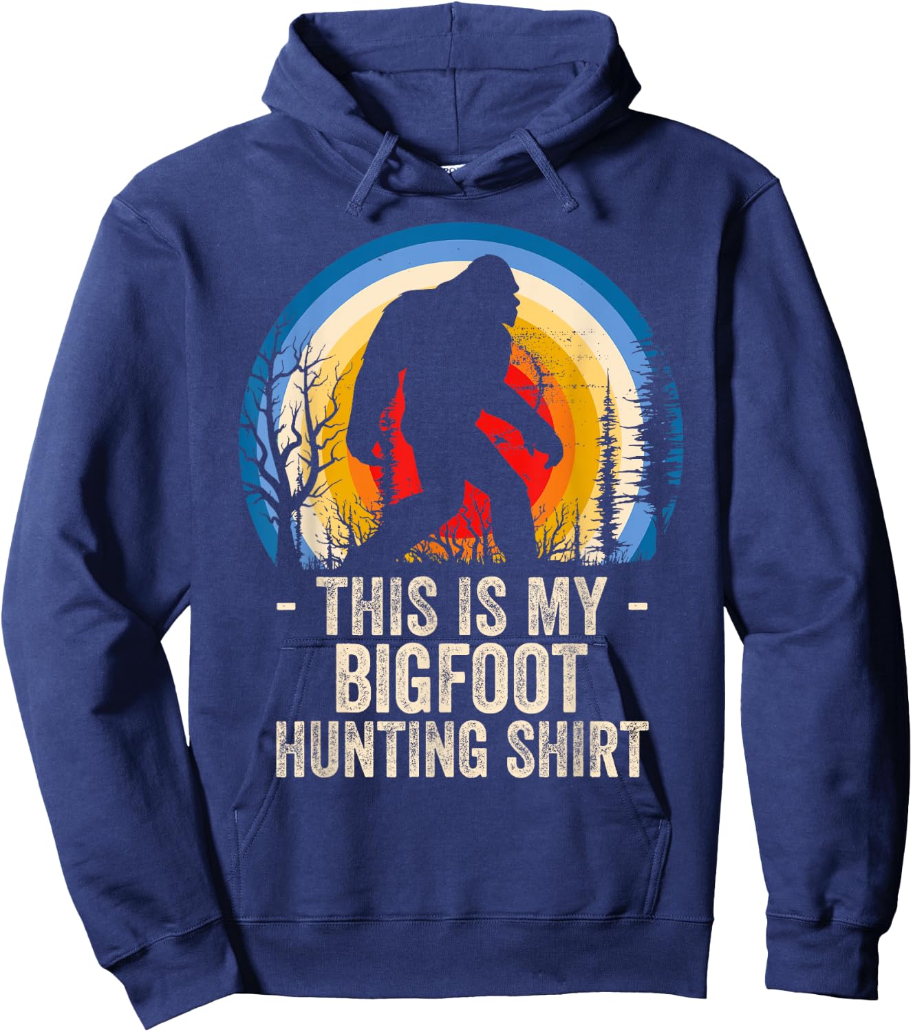 Finding Bigfoot Co Bigfoot Hunting - Men's Classic Fit Black Short Sleeve Cotton Polyester - Small Hoodie - Hoodie | Navy