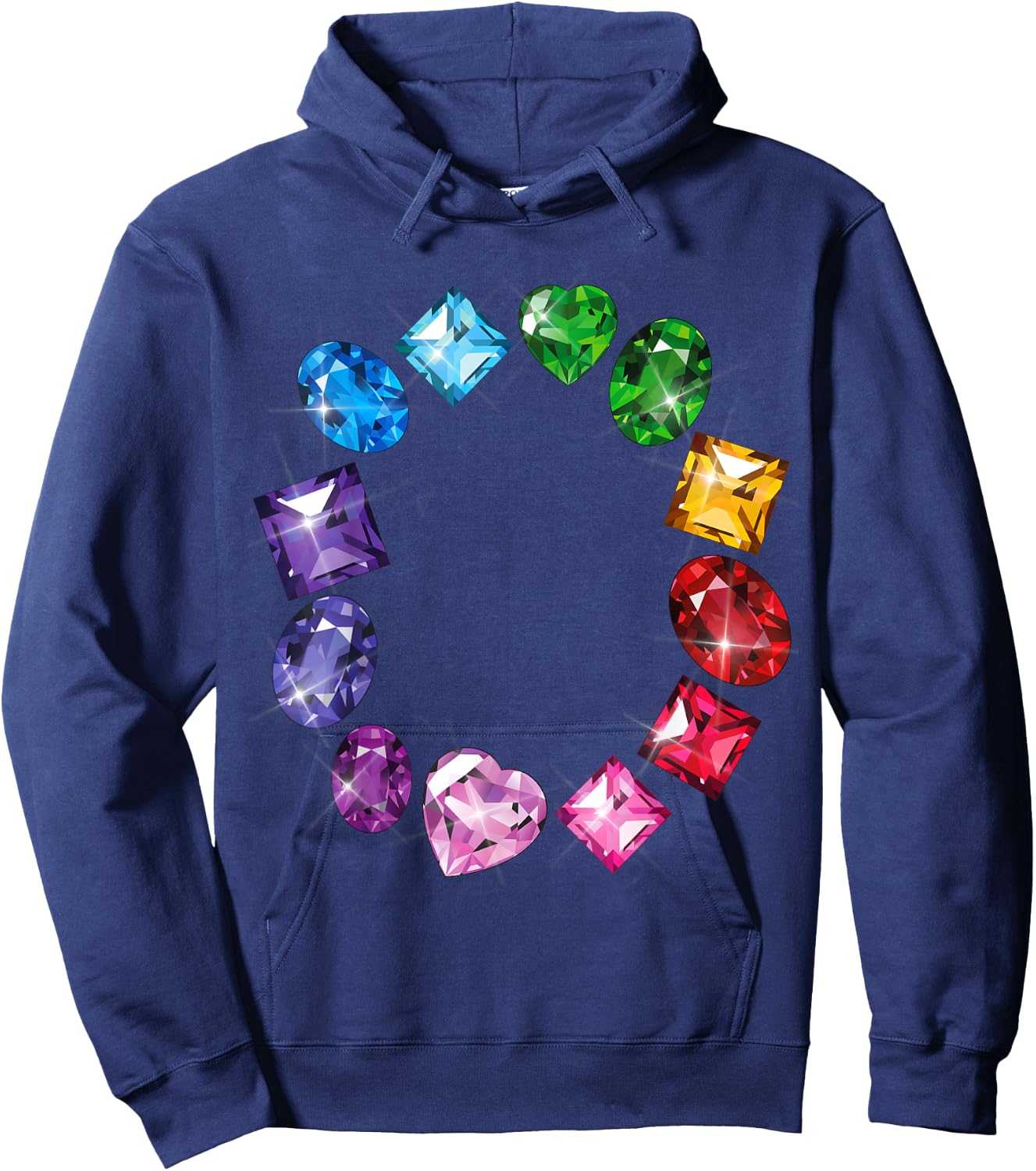 Gemstone Circle Fun Colorful Gemstones Novelty Hoodie - Hoodie | Navy