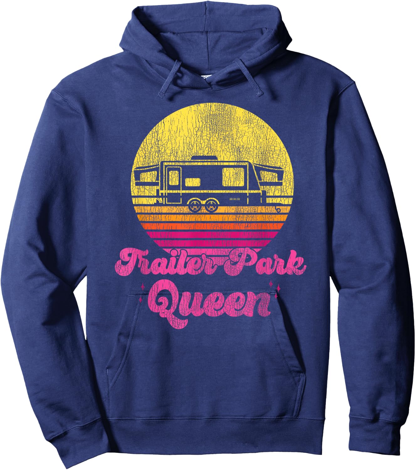 Camping Girl Retro Vintage Trailer Park Queen Hoodie - Hoodie | Navy