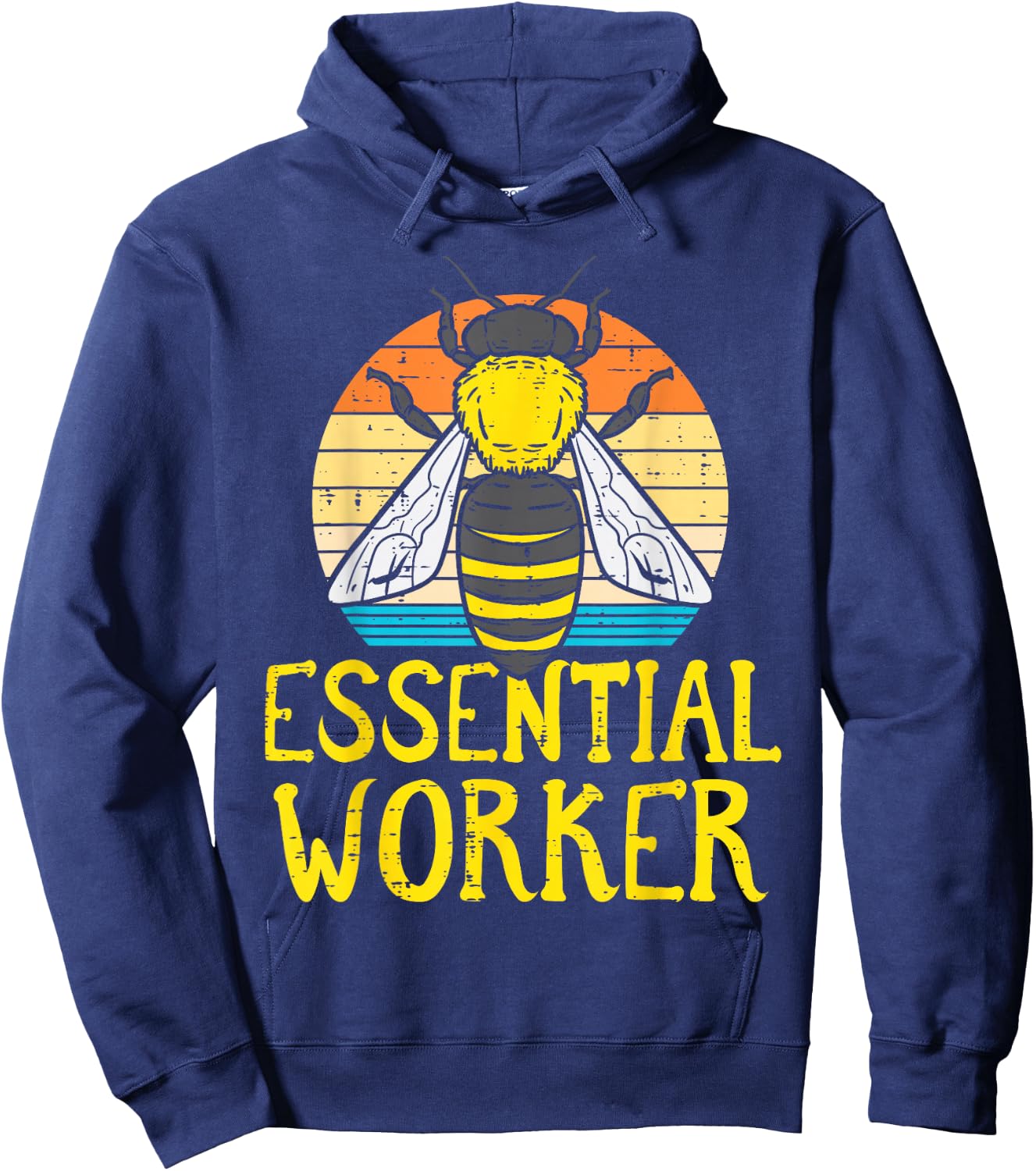 Essential Worker Bee Retro Nature Environment Men Women Kids Hoodie - Hoodie | Navy