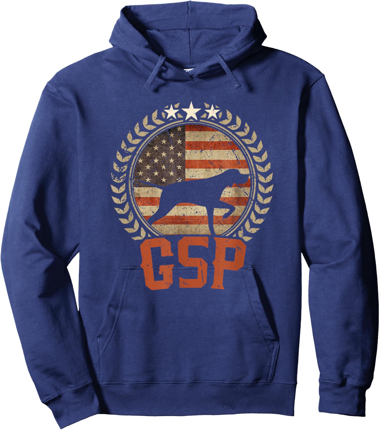 German Shorthaired Pointer American Flag Shirt GSP Patriotic Hoodie - Hoodie | Navy