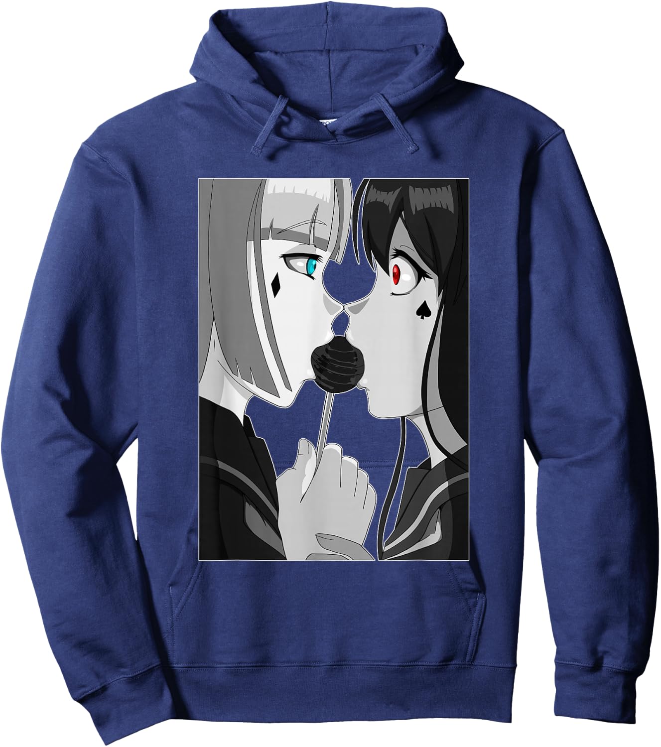 Sweet Lollipop Kiss Anime & Manga Emo Girls Yuri Couple Hoodie - Hoodie | Navy