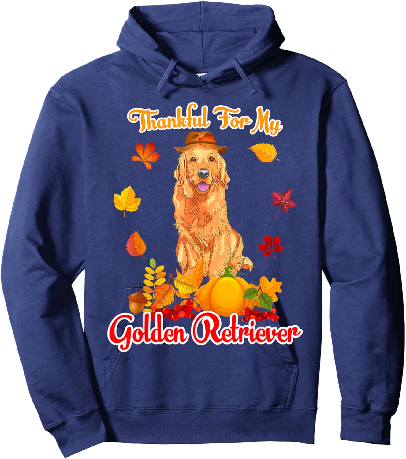 Thankful For My Golden Retriever Thanksgiving Pumpkin Fall Hoodie - Hoodie | Navy