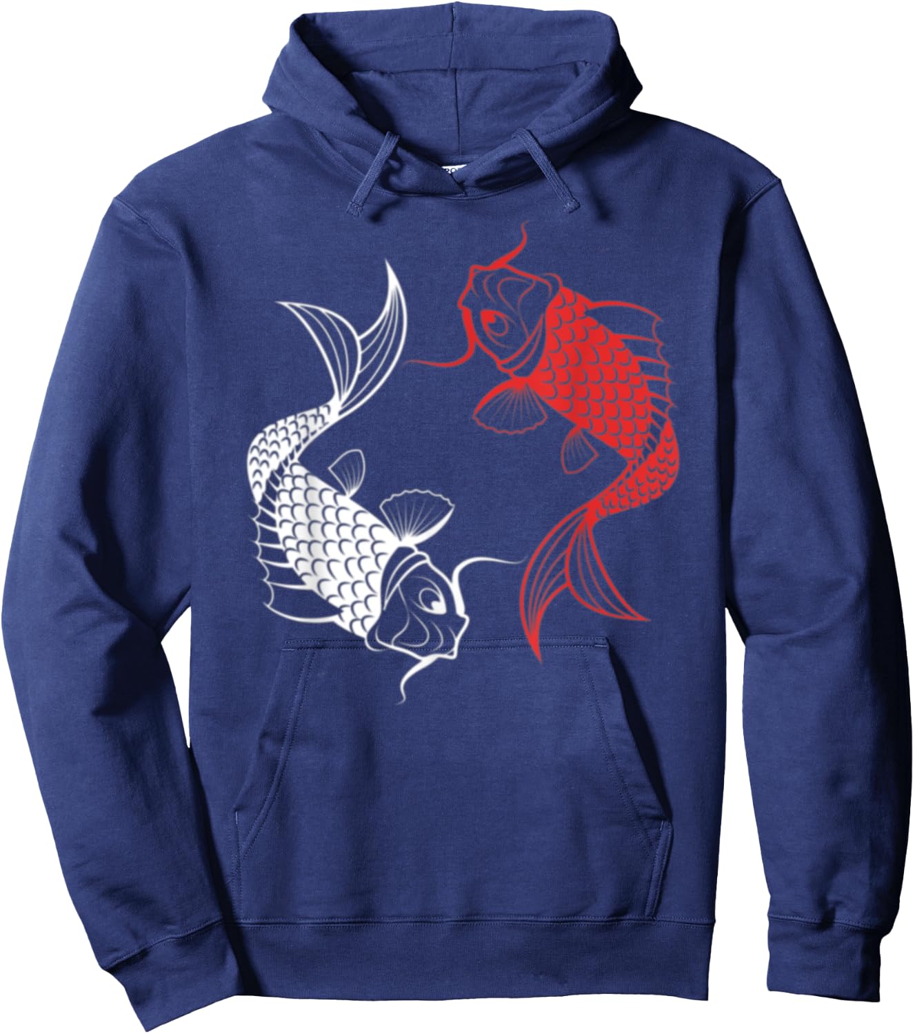 Red White Black Chinese Carp Asian Japanese Koi Fish Hoodie - Hoodie | Navy