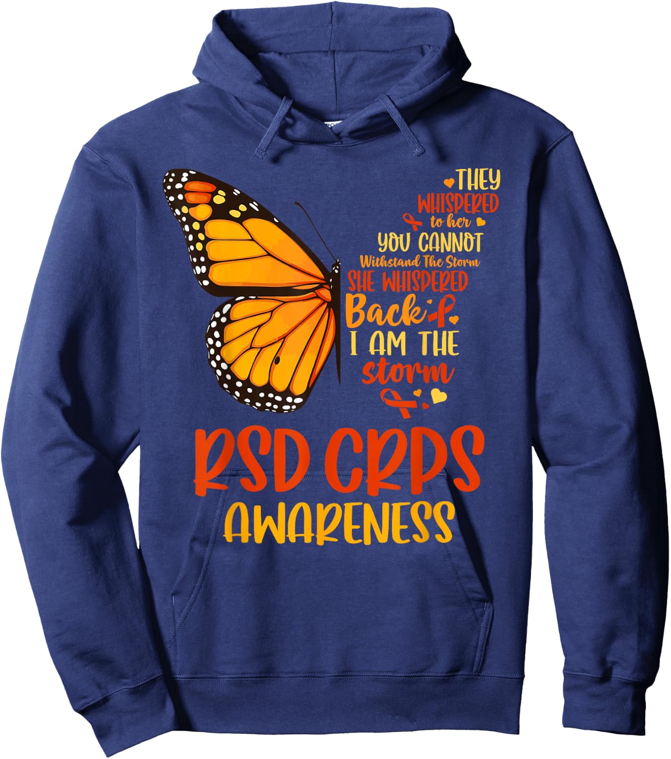CRPS Awareness Complex Regional Pain Syndrome Butterfly Hoodie - Hoodie | Navy