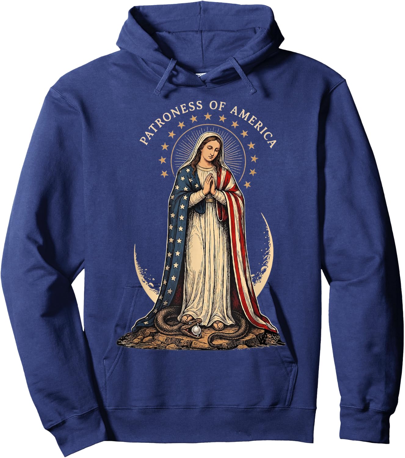Patroness of The USA Blessed Virgin Mary Catholic Art Hoodie - Hoodie | Navy