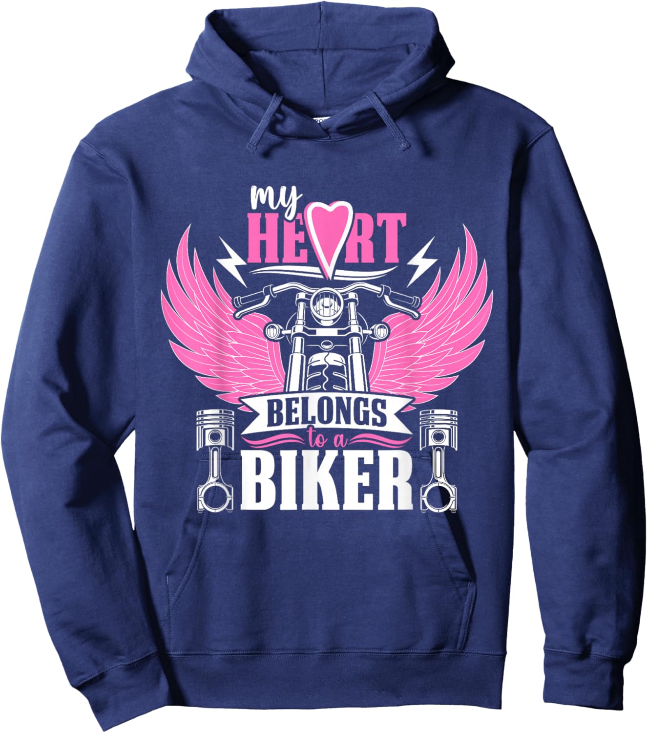Motorcycle My Heart Belongs to A Biker Girlfriend Wife Hoodie - Hoodie | Navy
