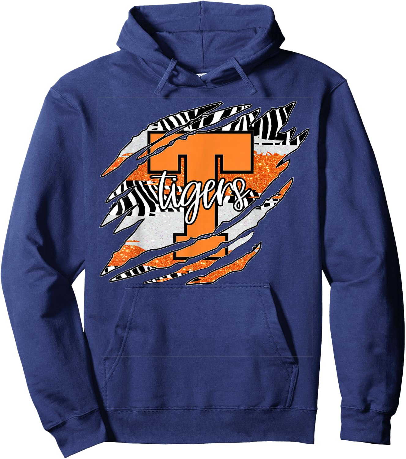 Tigers Claw Mark School Spirit Hoodie - Hoodie | Navy