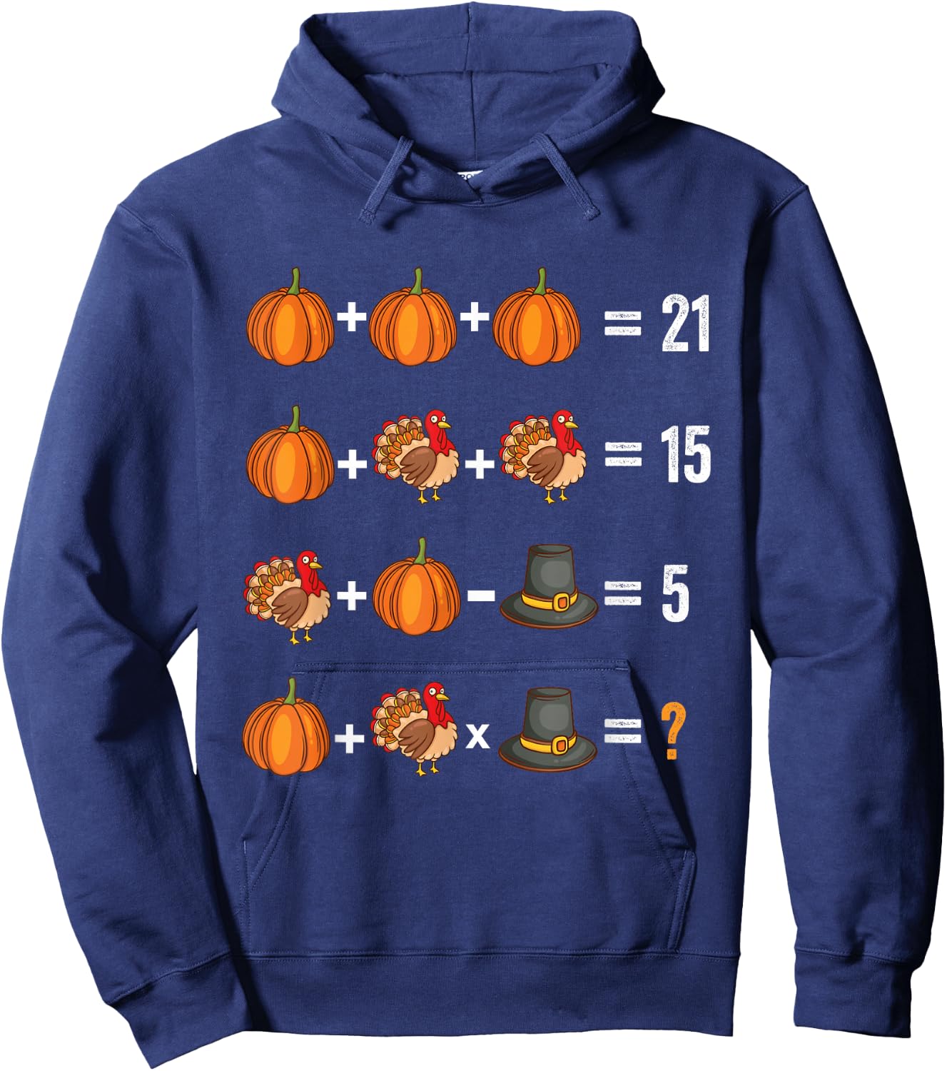 Thanksgiving Order of Operations Quiz Math Teacher Turkey Hoodie - Hoodie | Navy