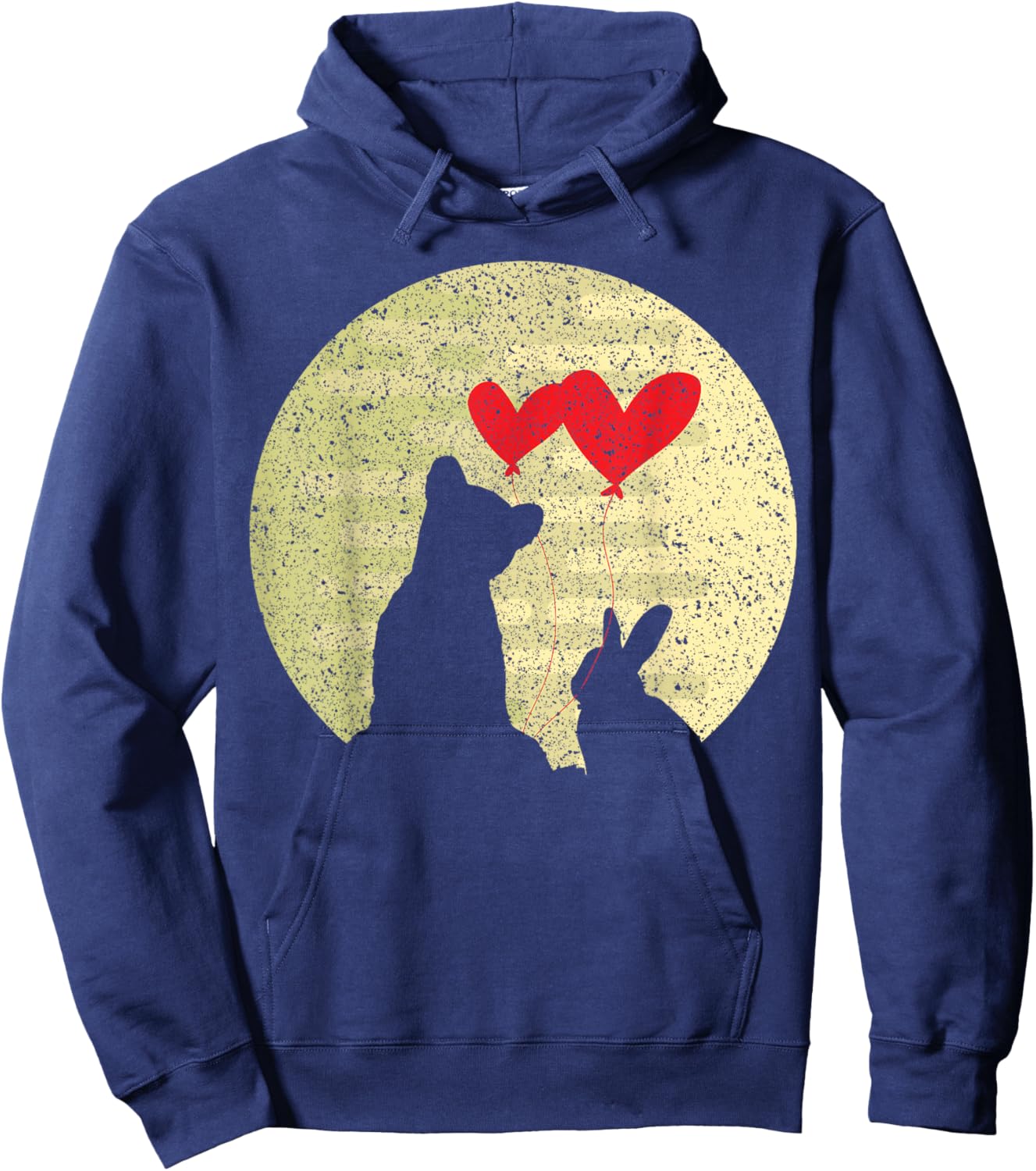 Cute Bunny Bear Love Ring Marriage Relationship Valentines Hoodie - Hoodie | Navy