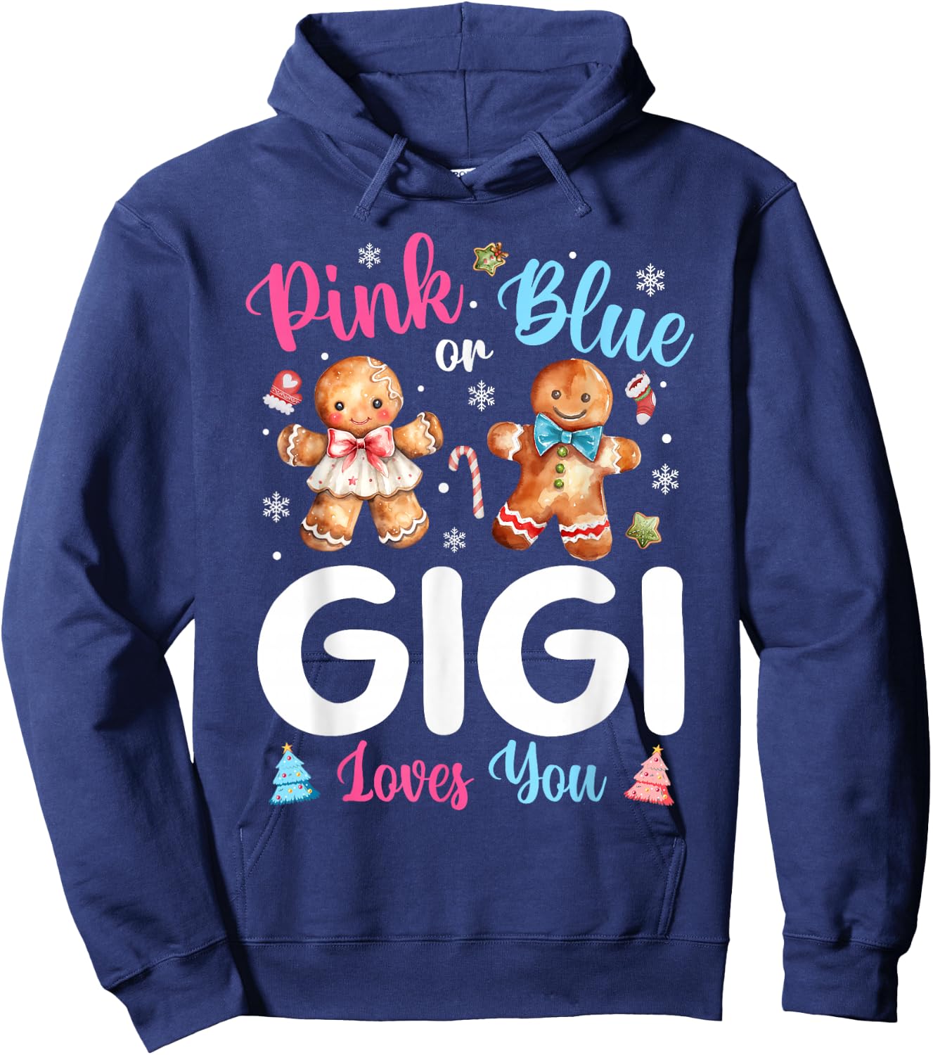 Pink or Blue Gigi Loves You Gender Reveal Christmas Hoodie - Hoodie | Navy