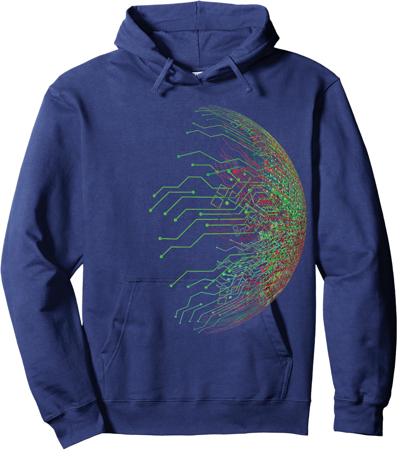 Abstract Circuit Board World Binary Hoodie - Hoodie | Navy