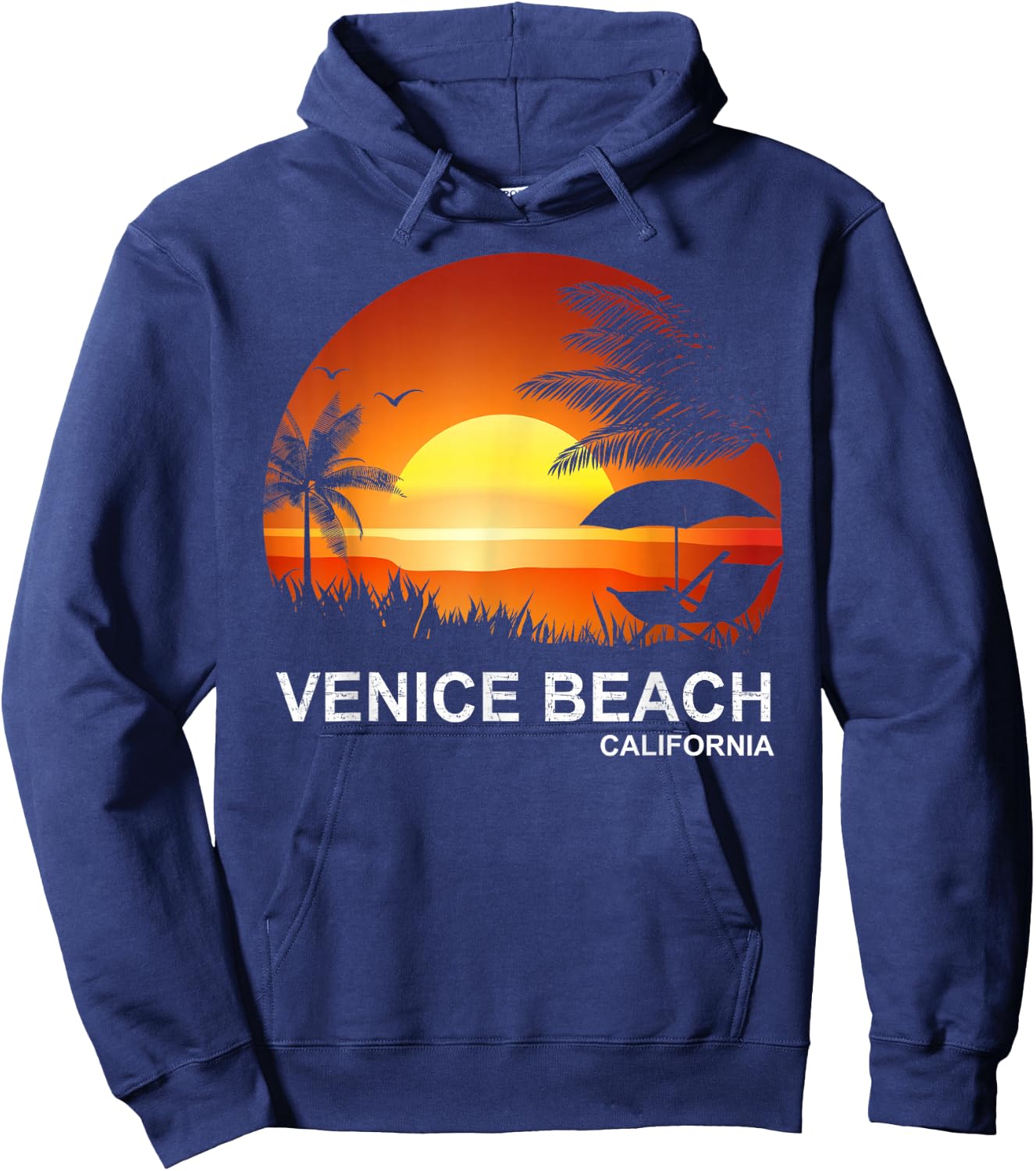 Venice Beach Summer Shirt Vintage Palm Tree California Beach Hoodie - Hoodie | Navy